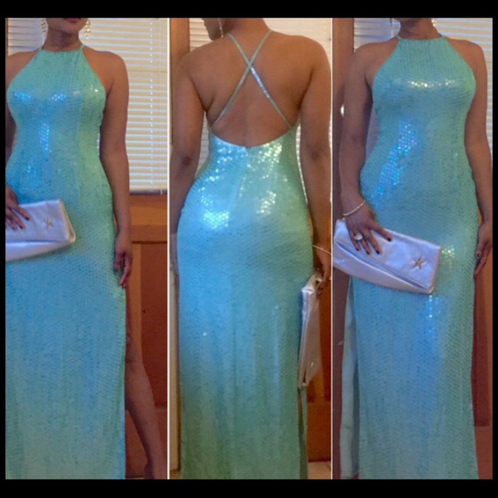 Sequins Halter Evening Gown